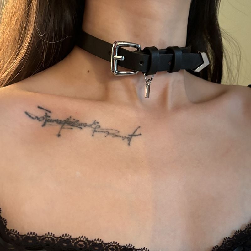 Изкуствена кожа чокър, геометрично пънк колие, дължина 31-40 см, висулка от сплав, унисекс, ключична верига