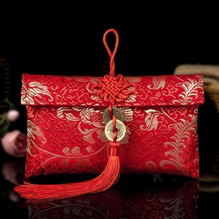 Червен конверт от брокат полиестер за сватби; опаковка Opp bag; готов за подарък за рождени дни, пълнолуние, пътувания, завършване, преместване и вечеринки