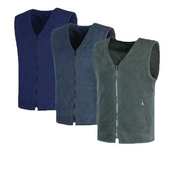 Γιλέκο φλίς unisex για χειμώνα, πολάρ φλίς, επένδυση πολυεστέρα, στυλ καρντιγκαν, μονόχρωμο σχέδιο, χωρίς κουκούλα