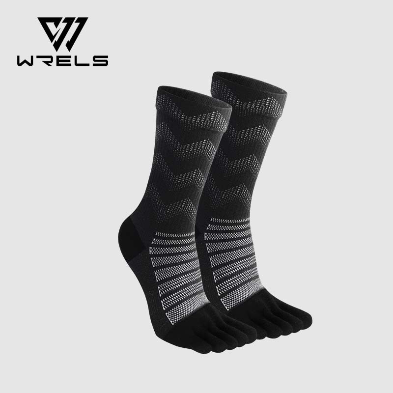 Ötujjú zoknik futáshoz és hegymászáshoz, lélegzőek, gyorsan száradóak, merinó gyapjú keverék: 39,3% merinó gyapjú, 42,6% akril, 15,6% nylon, 2,5% spandex