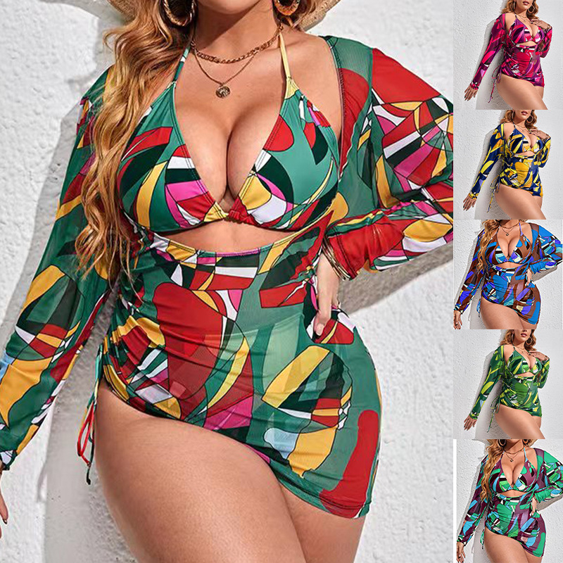 Trodjelni bikini set s mrežastom UV zaštitom, retro cvjetni uzorak, visok struk, gornji dio bez rukava, jastučići u košarici, bez metalne potpore, materijal: 82% poliester, 18% elastan