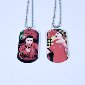 Stelele fotbalului: pandantiv dublu fațet din oțel de titan — Juballhui; Material: oțel de titan; Sport: fotbal; Origine: Wenzhou