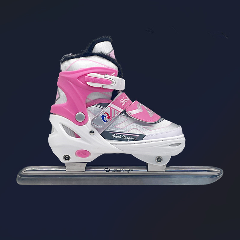 Black Dragon kezdő jégkorcsolyák nőknek és férfiaknak, PVC felső rész, PVC talp, karbon acél pengével, gyors- és műkorcsolázáshoz