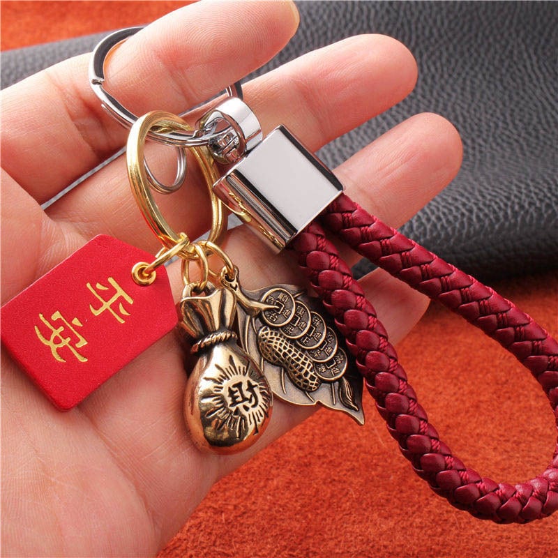 Breloc auto pentru chei, design unisex cu motiv frunză norocoasă pentru prosperitate și siguranță; Material: Alte; Marca: Alte; IP: Nu