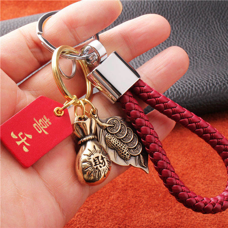 Breloc auto pentru chei, design unisex cu motiv frunză norocoasă pentru prosperitate și siguranță; Material: Alte; Marca: Alte; IP: Nu