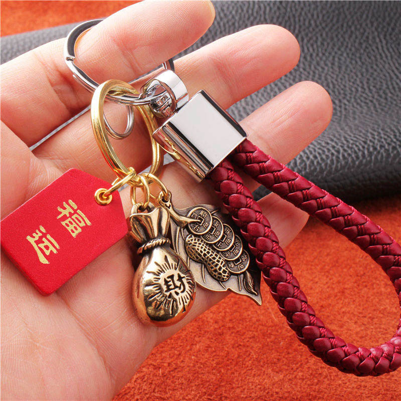 Breloc auto pentru chei, design unisex cu motiv frunză norocoasă pentru prosperitate și siguranță; Material: Alte; Marca: Alte; IP: Nu