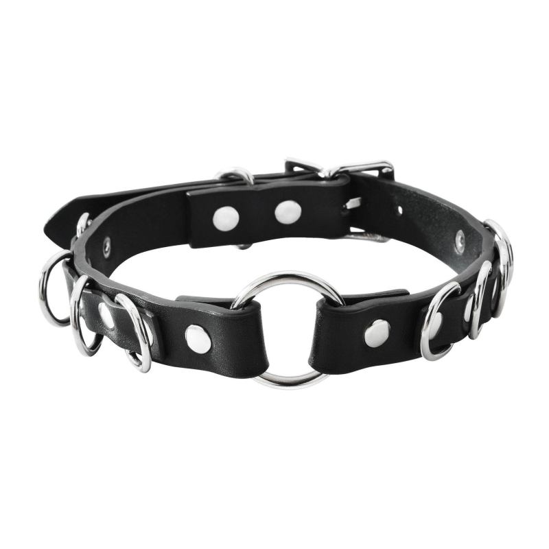 Name Ba Unisex punk ovratnik s nity, Chopin lanac, miješani materijal, višeslojni dizajn, Palladijev privjesak