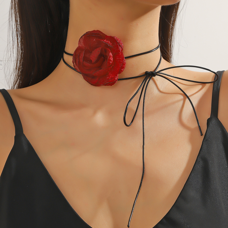 Ženska višeslojna ogrlica s motivom cvijeta od platna, ručno izrađena, elegantan stil