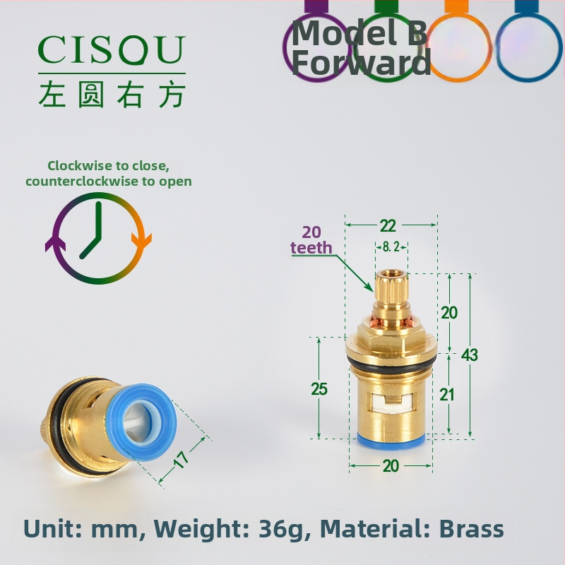 Uholový ventil pre horúcu a studenú vodu s mosadzným telom, keramickým jadrom ventilu a meďovou hlavou, 90° otáčanie, Maximálna teplota 90°C
