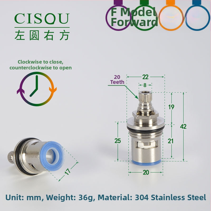 Uholový ventil pre horúcu a studenú vodu s mosadzným telom, keramickým jadrom ventilu a meďovou hlavou, 90° otáčanie, Maximálna teplota 90°C