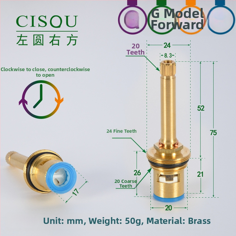 Uholový ventil pre horúcu a studenú vodu s mosadzným telom, keramickým jadrom ventilu a meďovou hlavou, 90° otáčanie, Maximálna teplota 90°C