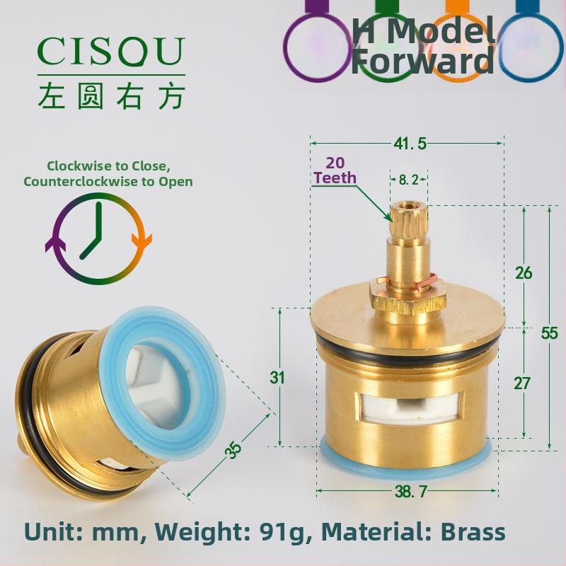 Uholový ventil pre horúcu a studenú vodu s mosadzným telom, keramickým jadrom ventilu a meďovou hlavou, 90° otáčanie, Maximálna teplota 90°C