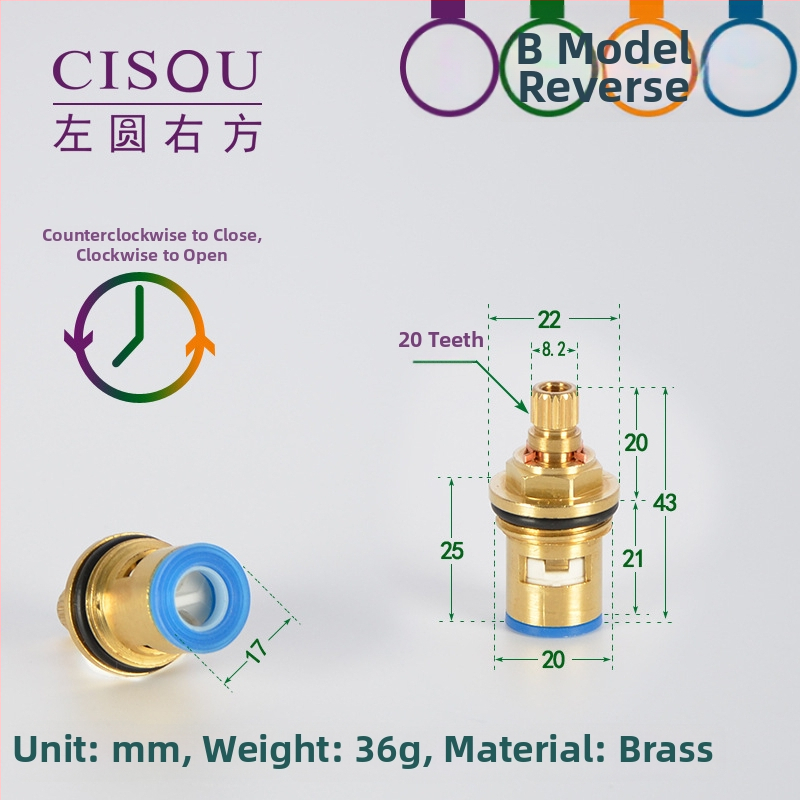 Uholový ventil pre horúcu a studenú vodu s mosadzným telom, keramickým jadrom ventilu a meďovou hlavou, 90° otáčanie, Maximálna teplota 90°C