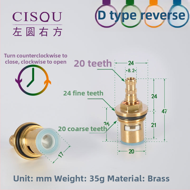 Uholový ventil pre horúcu a studenú vodu s mosadzným telom, keramickým jadrom ventilu a meďovou hlavou, 90° otáčanie, Maximálna teplota 90°C