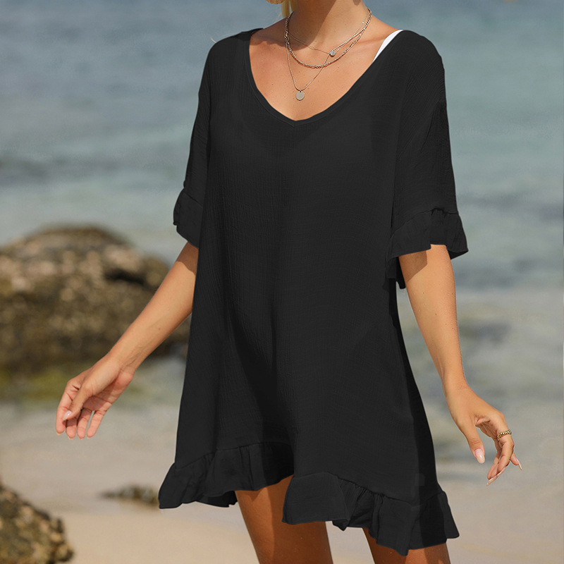 Plažni prekrivač za bikini, opuštena silueta, slub pamuk, 100% pamuk, 270 g/m² podstava pamuk