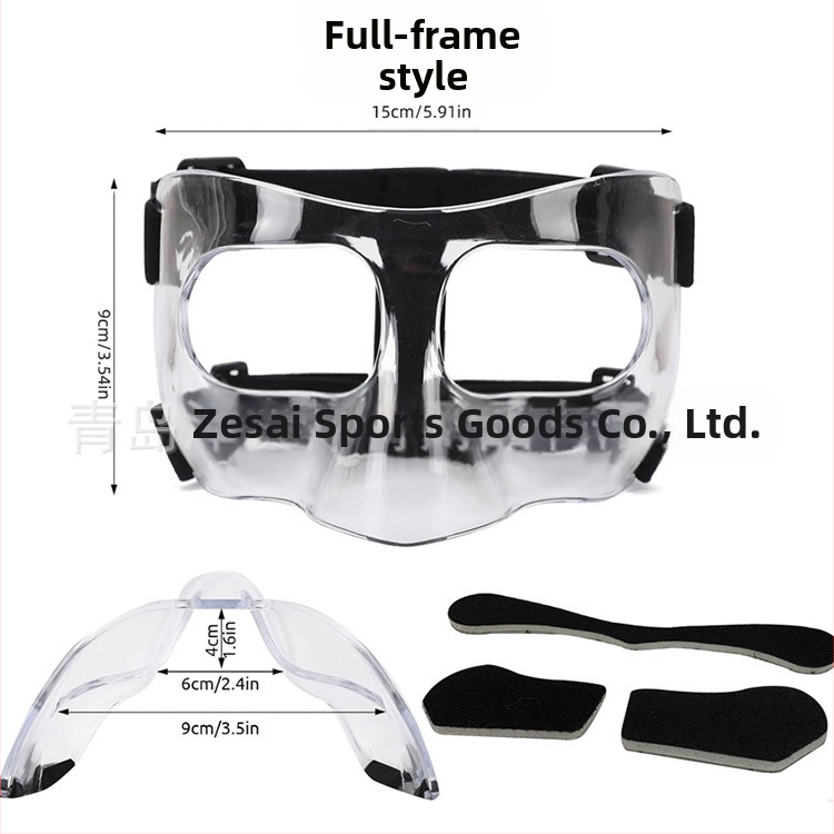 Basketbalová ochranná maska na tvár, polykarbonát, univerzálny model, možnosť prispôsobenia a tlače loga