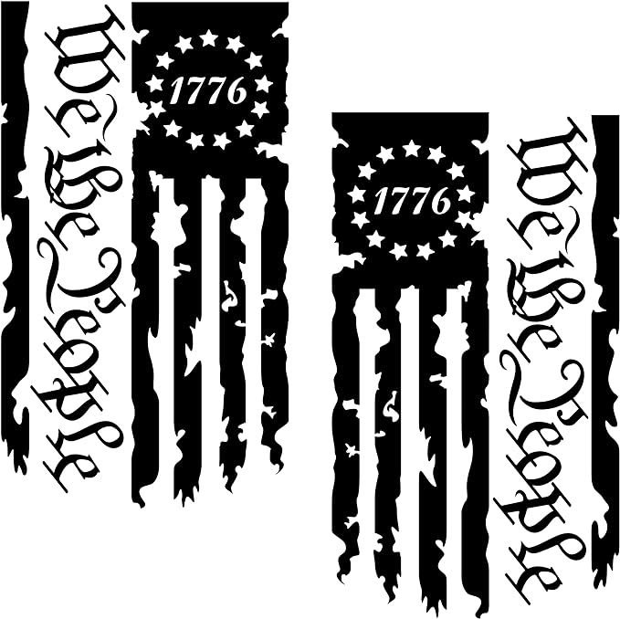 Βινύλ αυτοκόλλητο για πίσω πόρτα φορτηγού – We The People Flag 1776, σώμα αυτοκόλλητου, εγκατάσταση με κόλλα