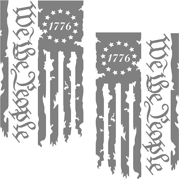 Βινύλ αυτοκόλλητο για πίσω πόρτα φορτηγού – We The People Flag 1776, σώμα αυτοκόλλητου, εγκατάσταση με κόλλα