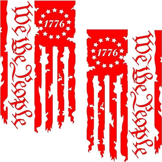 Βινύλ αυτοκόλλητο για πίσω πόρτα φορτηγού – We The People Flag 1776, σώμα αυτοκόλλητου, εγκατάσταση με κόλλα