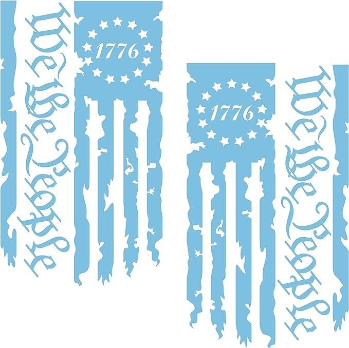 Βινύλ αυτοκόλλητο για πίσω πόρτα φορτηγού – We The People Flag 1776, σώμα αυτοκόλλητου, εγκατάσταση με κόλλα