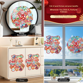 PVC statická samolepiaca nálepka na okno – nálepka na sklo, Rok Koně 2026, jarná dekorácia
