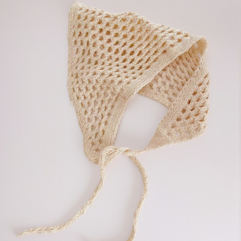 Κορεατικό στυλ: τρίγωνο κασκόλ για το κεφάλι με βελονιά crochet, unisex, διάτρητη πλέξη, αξεσουάρ για μαλλιά, Άνοιξη 2025