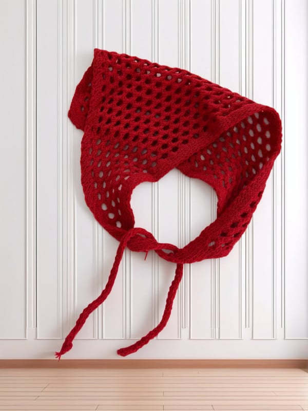 Κορεατικό στυλ: τρίγωνο κασκόλ για το κεφάλι με βελονιά crochet, unisex, διάτρητη πλέξη, αξεσουάρ για μαλλιά, Άνοιξη 2025