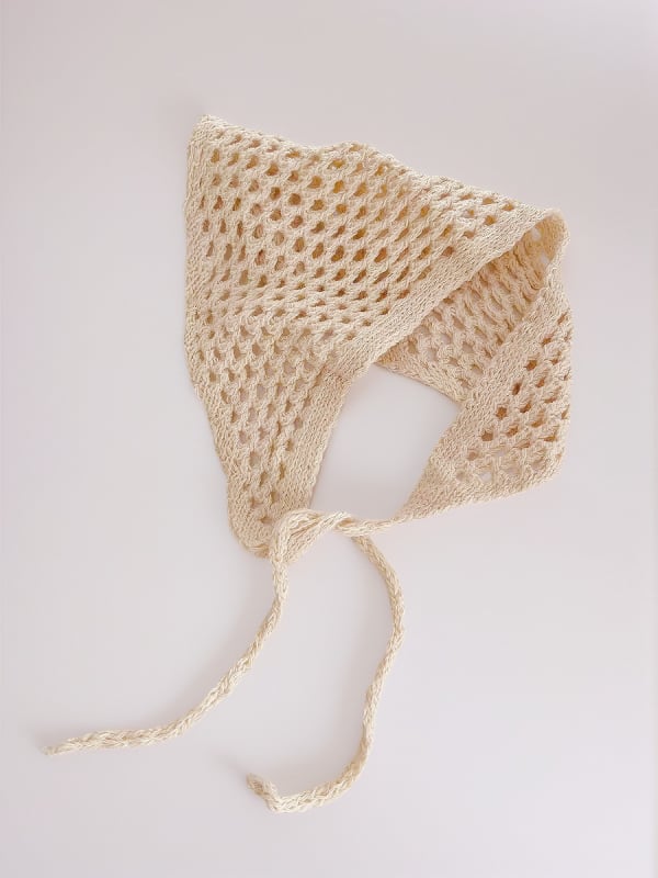 Κορεατικό στυλ: τρίγωνο κασκόλ για το κεφάλι με βελονιά crochet, unisex, διάτρητη πλέξη, αξεσουάρ για μαλλιά, Άνοιξη 2025