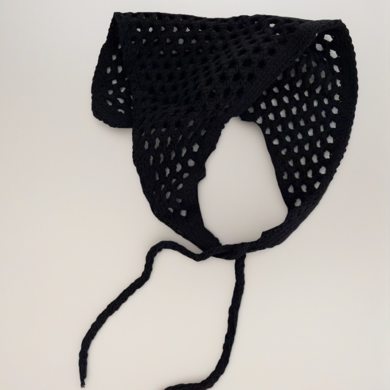 Κορεατικό στυλ: τρίγωνο κασκόλ για το κεφάλι με βελονιά crochet, unisex, διάτρητη πλέξη, αξεσουάρ για μαλλιά, Άνοιξη 2025