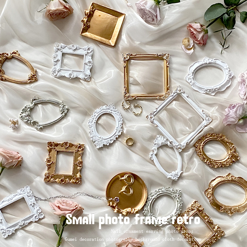 Ramă foto mini retro pentru accesorii de manichiură și cercei – recuzită de fotografiat (Brand: 12; Model: ltao1001135188; Tip: Altul; Scene aplicabile: Altul)