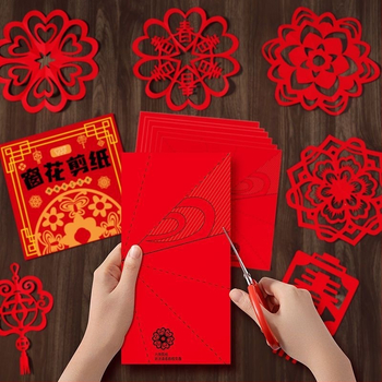 DIY paket za izrezivanje papira za dekoracije prozora od rižinog papira, pakiranje u kartonskoj kutiji s toplinskim otiskom, pogodno za proljetni festival i Dan državnosti, idealan poklon za djecu i učenike