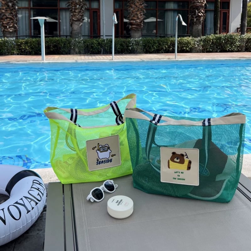Παιδική διχτυωτή τσάντα παραλίας για αποθήκευση παιχνιδιών και ειδών περιποίησης, κατάλληλη για υπαίθριες μετακινήσεις και κολύμβηση, πολυεστερικό ύφασμα, εξωτερική τσάντα νερού