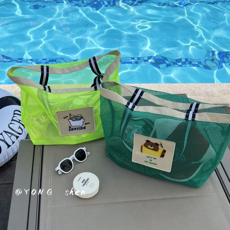 Παιδική διχτυωτή τσάντα παραλίας για αποθήκευση παιχνιδιών και ειδών περιποίησης, κατάλληλη για υπαίθριες μετακινήσεις και κολύμβηση, πολυεστερικό ύφασμα, εξωτερική τσάντα νερού