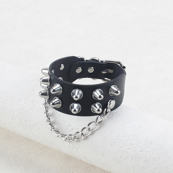 Unisex narukvica od PU kože i metala, punk stil, oblik prstena, moderan dodatak