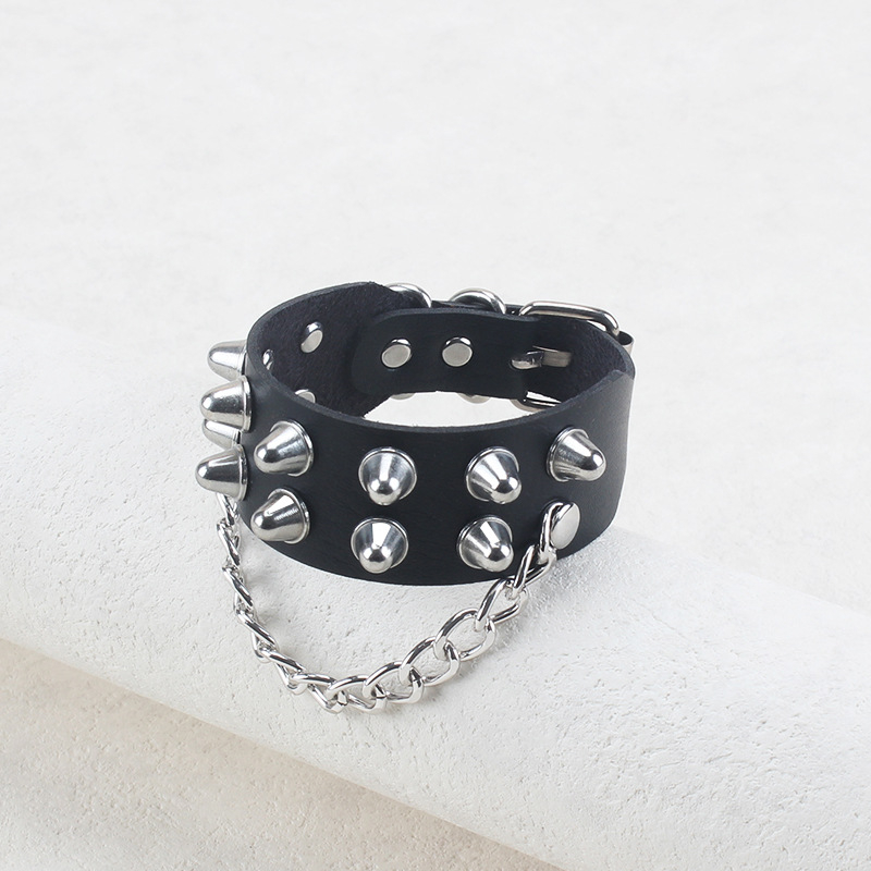 Unisex narukvica od PU kože i metala, punk stil, oblik prstena, moderan dodatak