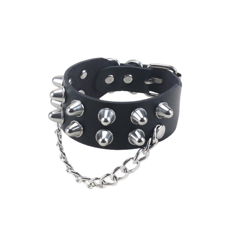 Unisex narukvica od PU kože i metala, punk stil, oblik prstena, moderan dodatak