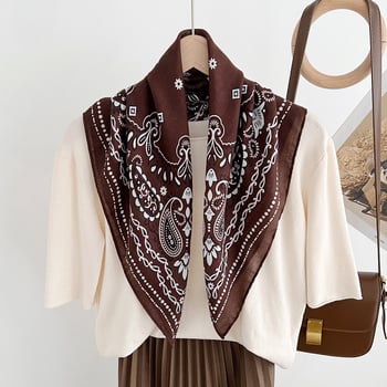 Φουλάρι για γυναίκες, τετράγωνο πολυεστερικό φουλάρι με εκτύπωση, warp-knit ύφανση, άνοιξη μόδα