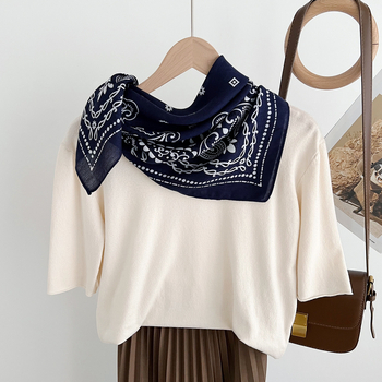 Φουλάρι για γυναίκες, τετράγωνο πολυεστερικό φουλάρι με εκτύπωση, warp-knit ύφανση, άνοιξη μόδα