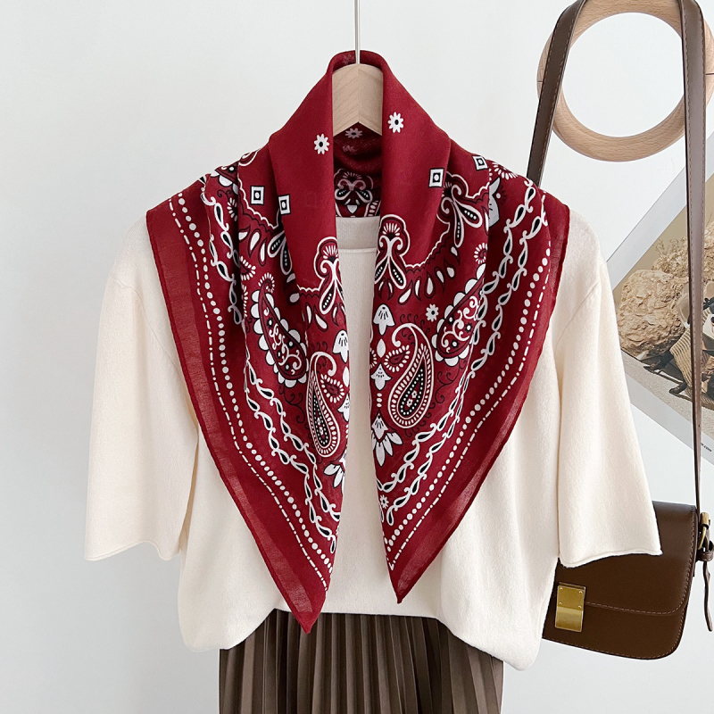 Φουλάρι για γυναίκες, τετράγωνο πολυεστερικό φουλάρι με εκτύπωση, warp-knit ύφανση, άνοιξη μόδα