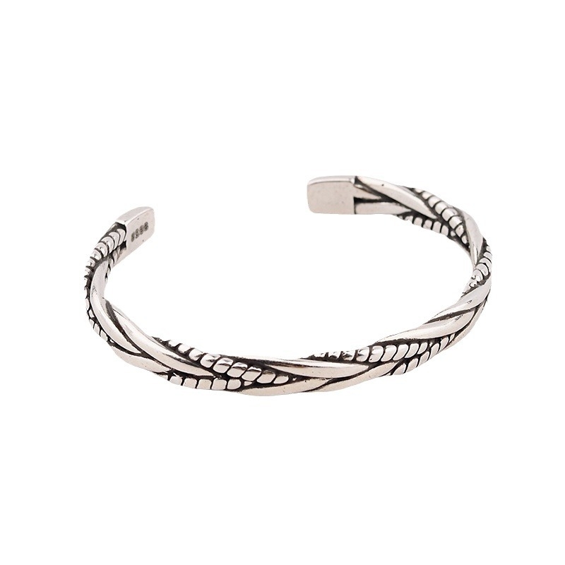 Bakrena narukvica - retro korejskog stila, pleteni dizajn, otvorena i podesiva za žene