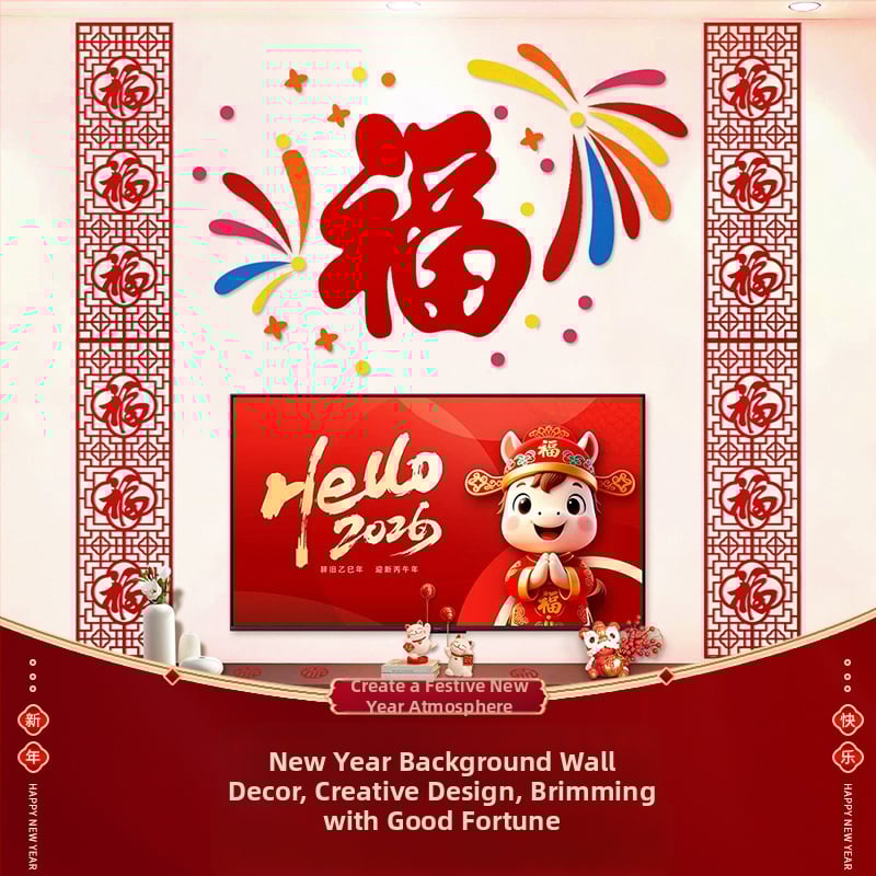 Nappali dekoráció – hátfal kanapé/TV-hez, kínai stílus, kézzel készített, nem szőtt anyag, beltéri használat, Tavaszünnep