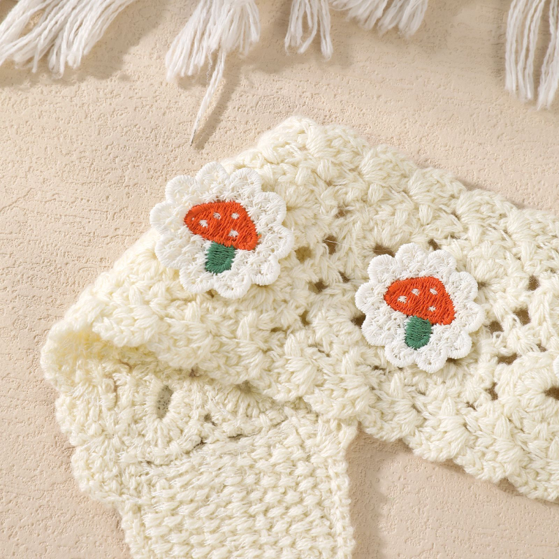 Κροσέ κορδέλα για το κεφάλι με μανιτάρι - unisex, καρό μοτίβο, υλικό πλαστικό/ρητίνη, δυνατότητα προσαρμογής