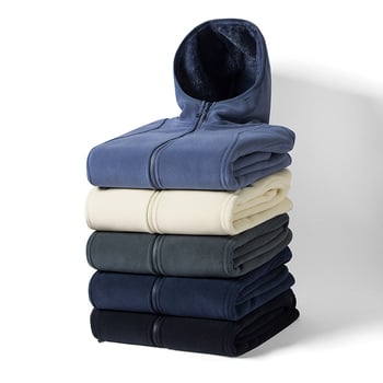 Kardigan od polar fleece sa kapuljom i zatvaračem, veluru podstava, jedinstven uzorak