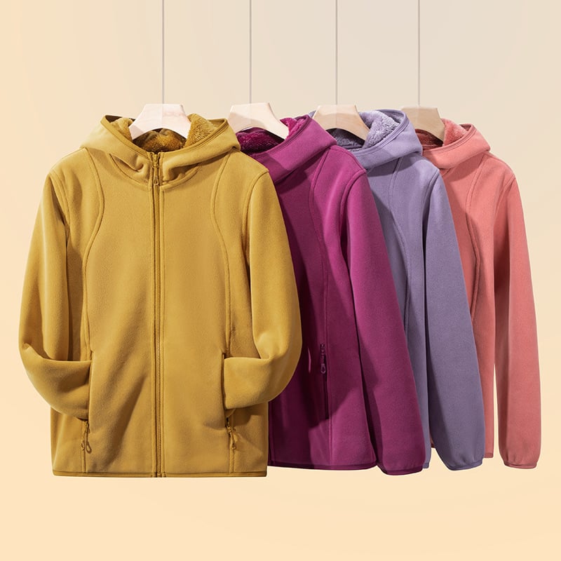 Kardigan od polar fleece sa kapuljom i zatvaračem, veluru podstava, jedinstven uzorak