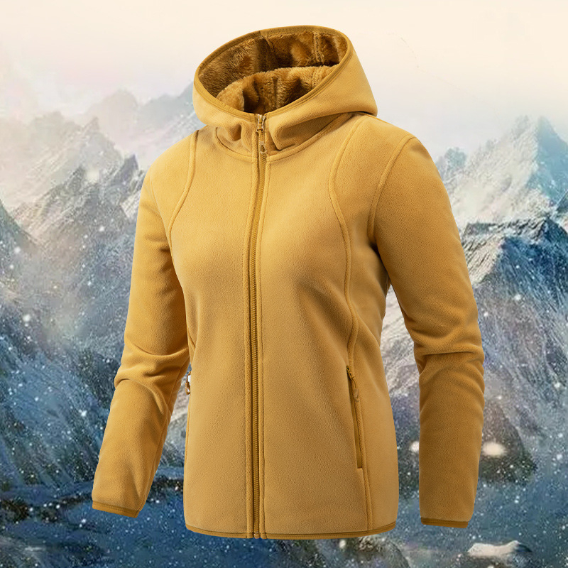 Kardigan od polar fleece sa kapuljom i zatvaračem, veluru podstava, jedinstven uzorak