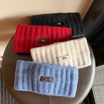 Πλεκτή μαλλί κορδέλα για άνδρες και γυναίκες, φθινοπωρινό-χειμερινό, καρό μοτίβο, ανθεκτική στον άνεμο и ζεστή προστασία μετώπου