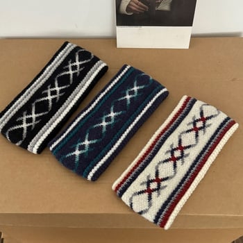 Κορδέλα μαλλιών σε ρετρό στυλ, unisex, ζακάρδ καρό μοτίβο, χειμερινή συλλογή 2025