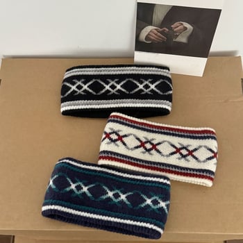 Κορδέλα μαλλιών σε ρετρό στυλ, unisex, ζακάρδ καρό μοτίβο, χειμερινή συλλογή 2025