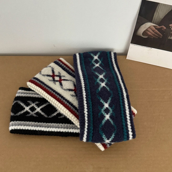 Κορδέλα μαλλιών σε ρετρό στυλ, unisex, ζακάρδ καρό μοτίβο, χειμερινή συλλογή 2025