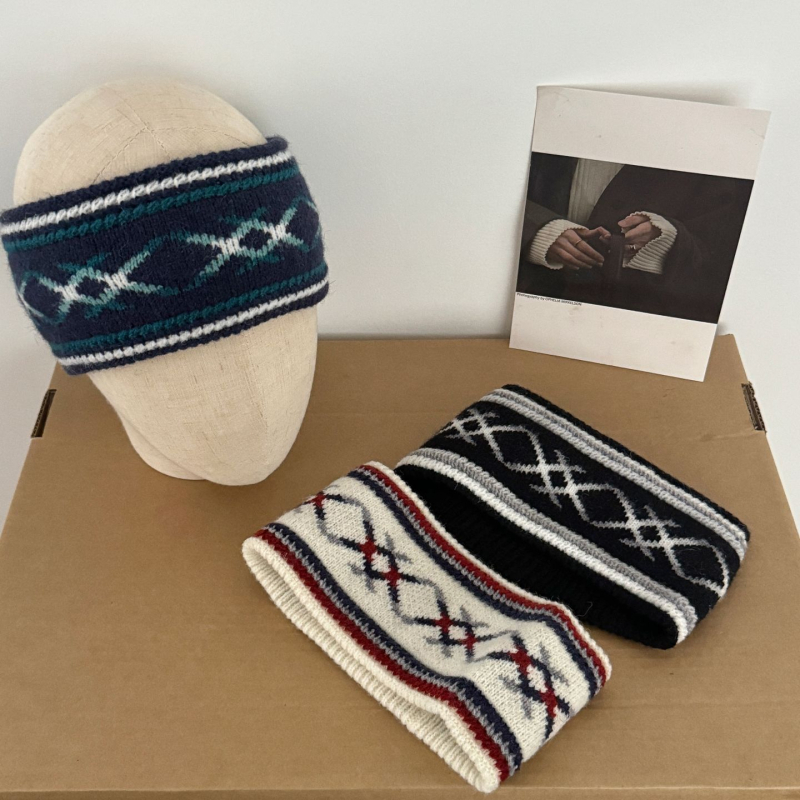 Κορδέλα μαλλιών σε ρετρό στυλ, unisex, ζακάρδ καρό μοτίβο, χειμερινή συλλογή 2025